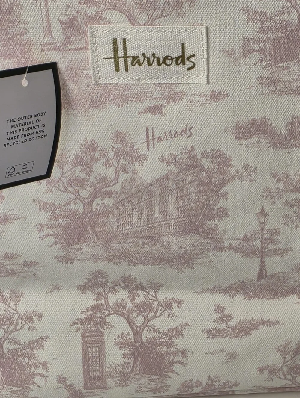 HARRODS Small Toile Shopper Bag NWT